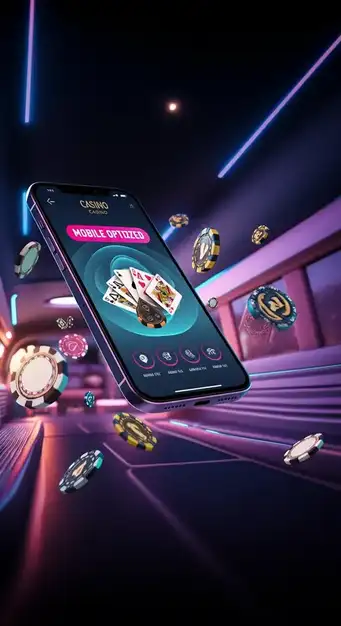Mobiele interface van Dynabet Casino met een speler die online slots speelt op een smartphone, met een helder en responsief design.